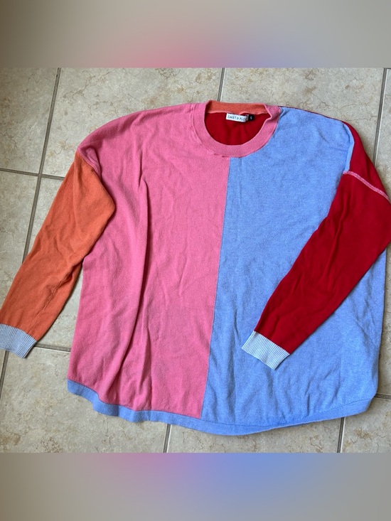Zaket & Plover Tops - Zaket & Plover Women’s SMALL Long Sleeve Sweater Colorblock Pink, Purple, Red